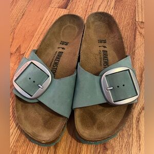 Birkenstock, Madrid Big Buckle Nubuck Leather Beryl